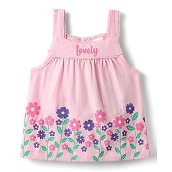 Babyhug Single Jersey Knit Sleeveless Top & Short Set With Floral Print - Pink