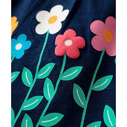 Babyhug Single Jersey Knit Sleeveless Top & Shorts Set With Floral Print - Navy Blue