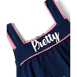 Babyhug Single Jersey Knit Sleeveless Top & Shorts Set With Floral Print - Navy Blue