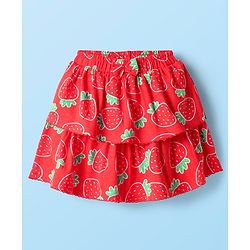 Babyhug Single Jersey Knit Half Sleeves Top and Skirt Set with Floral Embroidery & Print - White & Orange