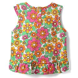 Babyhug Single Jersey Knit Sleeveless Top & Shorts Set With Floral Print - Multicolour