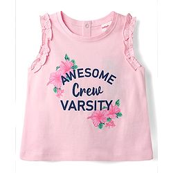 Babyhug Single Jersey Knit Sleeveless Top & Shorts Set With Floral Print - Pink