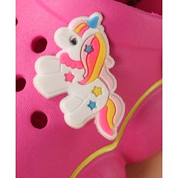 Cute Walk by Babyhug Back Strap Closure Clogs With Unicorn & Rainbow Applique - Pink