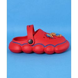 Cute Walk by Babyhug Clogs With Back Strap Closure & Bear Applique - Red