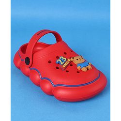 Cute Walk by Babyhug Clogs With Back Strap Closure & Bear Applique - Red
