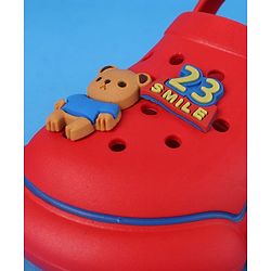 Cute Walk by Babyhug Clogs With Back Strap Closure & Bear Applique - Red