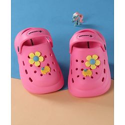 Cute Walk by Babyhug Clogs with Back Strap & Floral Applique - Pink