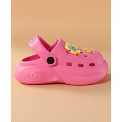 Cute Walk by Babyhug Clogs with Back Strap & Floral Applique - Pink