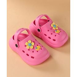 Cute Walk by Babyhug Clogs with Back Strap & Floral Applique - Pink