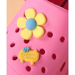 Cute Walk by Babyhug Clogs with Back Strap & Floral Applique - Pink