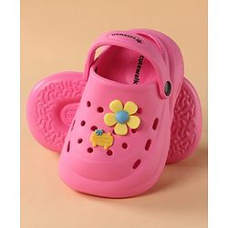 Cute Walk by Babyhug Clogs with Back Strap & Floral Applique - Pink