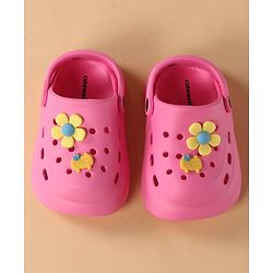 Cute Walk by Babyhug Clogs with Back Strap & Floral Applique - Pink