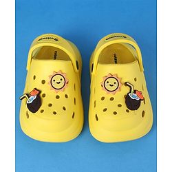 Cute Walk by Babyhug Clogs With Back Strap Closure & Sun Applique - Yellow