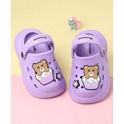 Cute Walk by Babyhug Clogs With Back Strap Closure & Teddy Applique - Purple