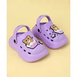 Cute Walk by Babyhug Clogs With Back Strap Closure & Teddy Applique - Purple