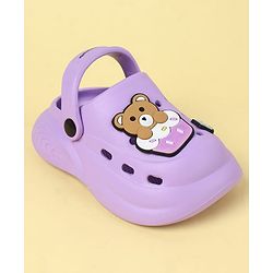 Cute Walk by Babyhug Clogs With Back Strap Closure & Teddy Applique - Purple