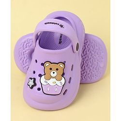 Cute Walk by Babyhug Clogs With Back Strap Closure & Teddy Applique - Purple