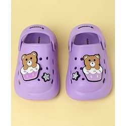 Cute Walk by Babyhug Clogs With Back Strap Closure & Teddy Applique - Purple