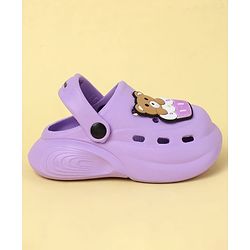 Cute Walk by Babyhug Clogs With Back Strap Closure & Teddy Applique - Purple