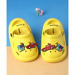 Cute Walk by Babyhug Clogs With Back Strap Closure & Car Applique - Yellow
