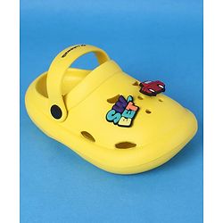 Cute Walk by Babyhug Clogs With Back Strap Closure & Car Applique - Yellow