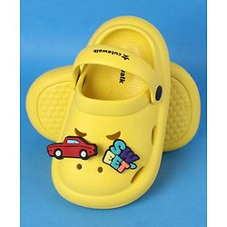 Cute Walk by Babyhug Clogs With Back Strap Closure & Car Applique - Yellow