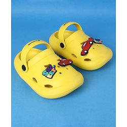 Cute Walk by Babyhug Clogs With Back Strap Closure & Car Applique - Yellow