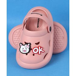 Cute Walk by Babyhug Clogs With Back Strap Closure & Kitten Applique - Pink