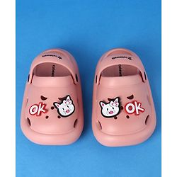 Cute Walk by Babyhug Clogs With Back Strap Closure & Kitten Applique - Pink