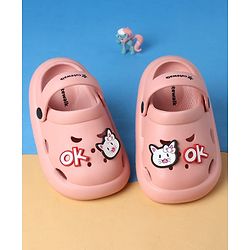 Cute Walk by Babyhug Clogs With Back Strap Closure & Kitten Applique - Pink