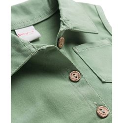 Babyhug Cotton Woven Sleveless Solid Color Frock with Belt - Green