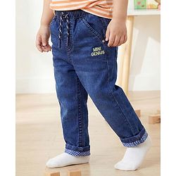 Babyhug Denim Full Length Washed Jeans With Stretch - Blue