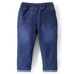Babyhug Denim Full Length Washed Jeans With Stretch - Blue