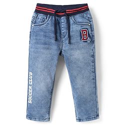 Babyhug Denim Full Length Wahsed Jeans With Stretch - Light Blue
