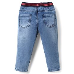 Babyhug Denim Full Length Wahsed Jeans With Stretch - Light Blue