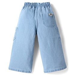 Babyhug Denim Full Length Washed Jeans With Stretch & Unicorn Print - Blue