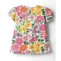 Babyhug Cotton Knit Frock & Half Sleeves Inner Tee With Floral Print & Embroidery - Dark Green