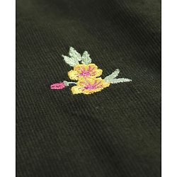 Babyhug Cotton Knit Frock & Half Sleeves Inner Tee With Floral Print & Embroidery - Dark Green