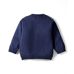 Babyhug Knit Full Sleeves Sweater Set with Santa Design - Navy Blue
