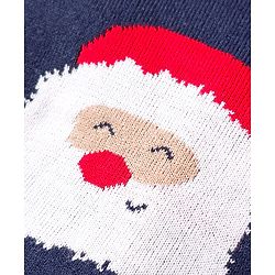 Babyhug Knit Full Sleeves Sweater Set with Santa Design - Navy Blue