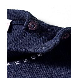 Babyhug Knit Full Sleeves Sweater Set with Santa Design - Navy Blue