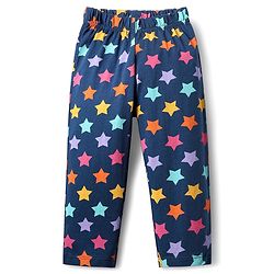 Babyhug Cotton Knit Full Sleeves Front Open Co-ords Night Suit With Star Print - Navy Blue