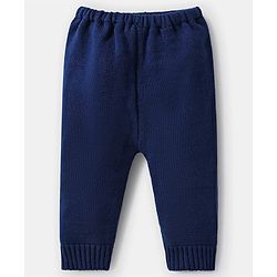 Babyhug Knitted Full Sleeves Sweater Set with Stripes - Navy Blue & White