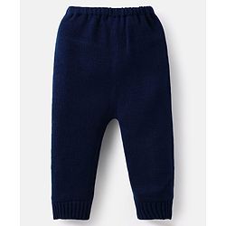 Babyhug Knitted Full Sleeves Sweater Set with Stripes - Navy Blue & White