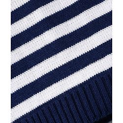 Babyhug Knitted Full Sleeves Sweater Set with Stripes - Navy Blue & White