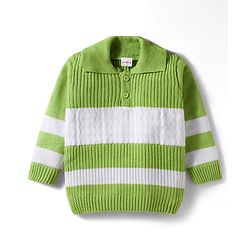 Babyhug Knit Full Sleeves Sweater Set With Colour Block Design - Green