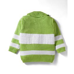 Babyhug Knit Full Sleeves Sweater Set With Colour Block Design - Green