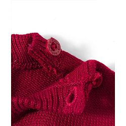 Babyhug Knit Full Sleeves Striped Pullover Sweater Set - Maroon