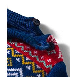 Babyhug Knitted Full Sleeves Sweater Set With Aztec Design - Navy Blue