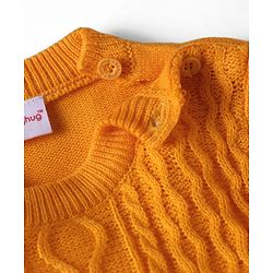 Babyhug Knitted Full Sleeves Solid Color Sweater Set with Cable Knit Design - Red